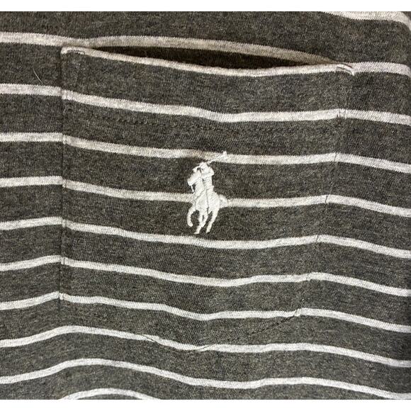 Polo Ralph Lauren Mens L Gray Stripe Pocket Tee Pony Logo Preppy Casual - Picture 3 of 7